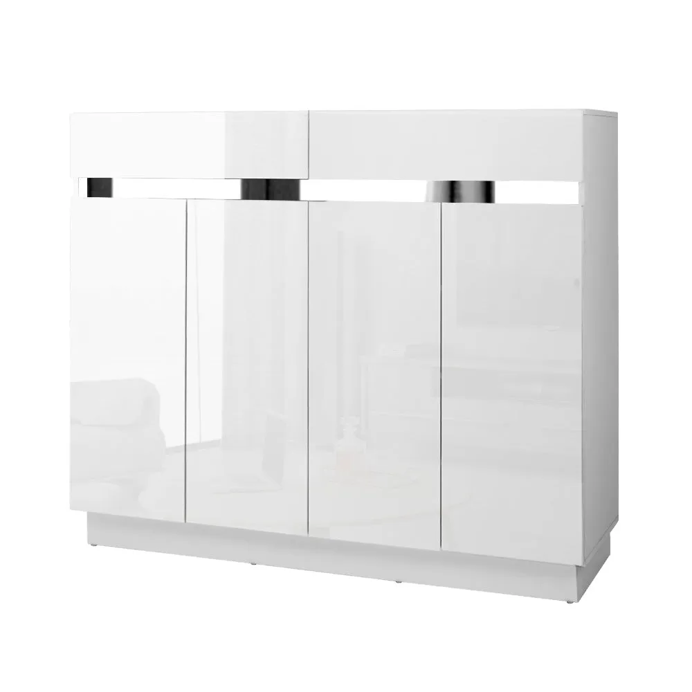 120cm Shoe Cabinet Storage Rack High Gloss Front White
