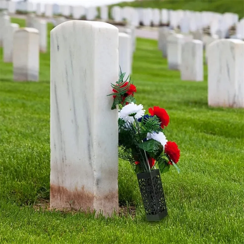 2 PCS Hollow Flower Basket for Gravestone Yard Decoration