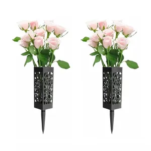 2 PCS Hollow Flower Basket for Gravestone Yard Decoration