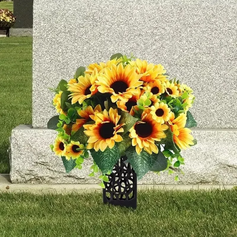 2 PCS Hollow Flower Basket for Gravestone Yard Decoration