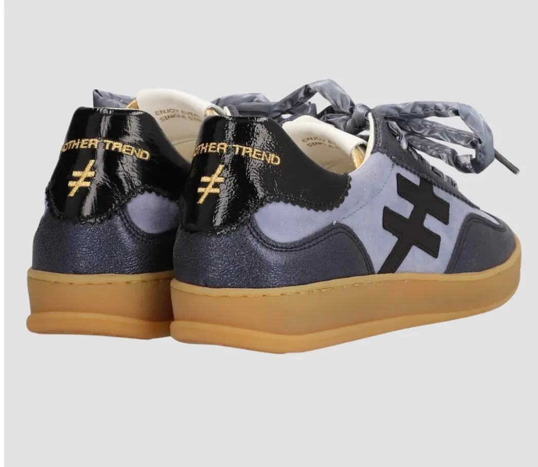 ANOTHER TREND blue metallic and suede sneaker