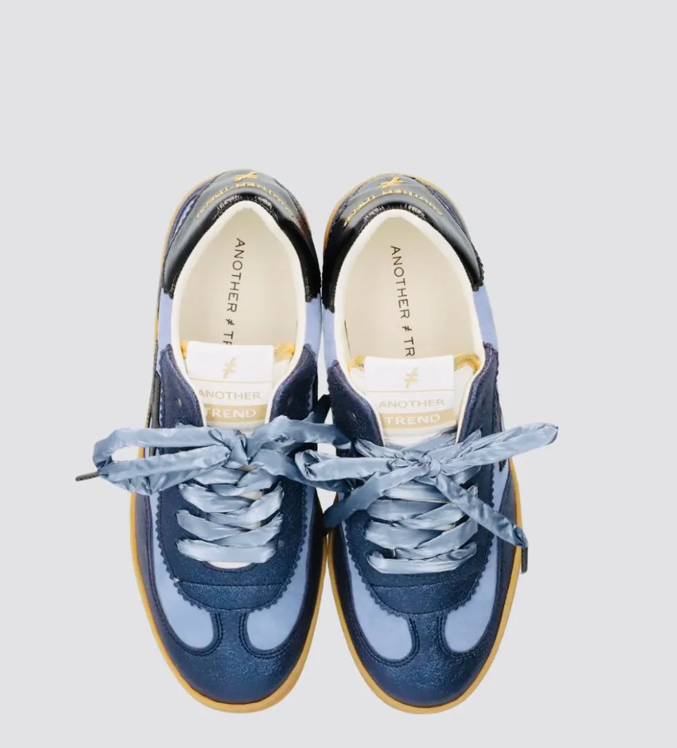 ANOTHER TREND blue metallic and suede sneaker