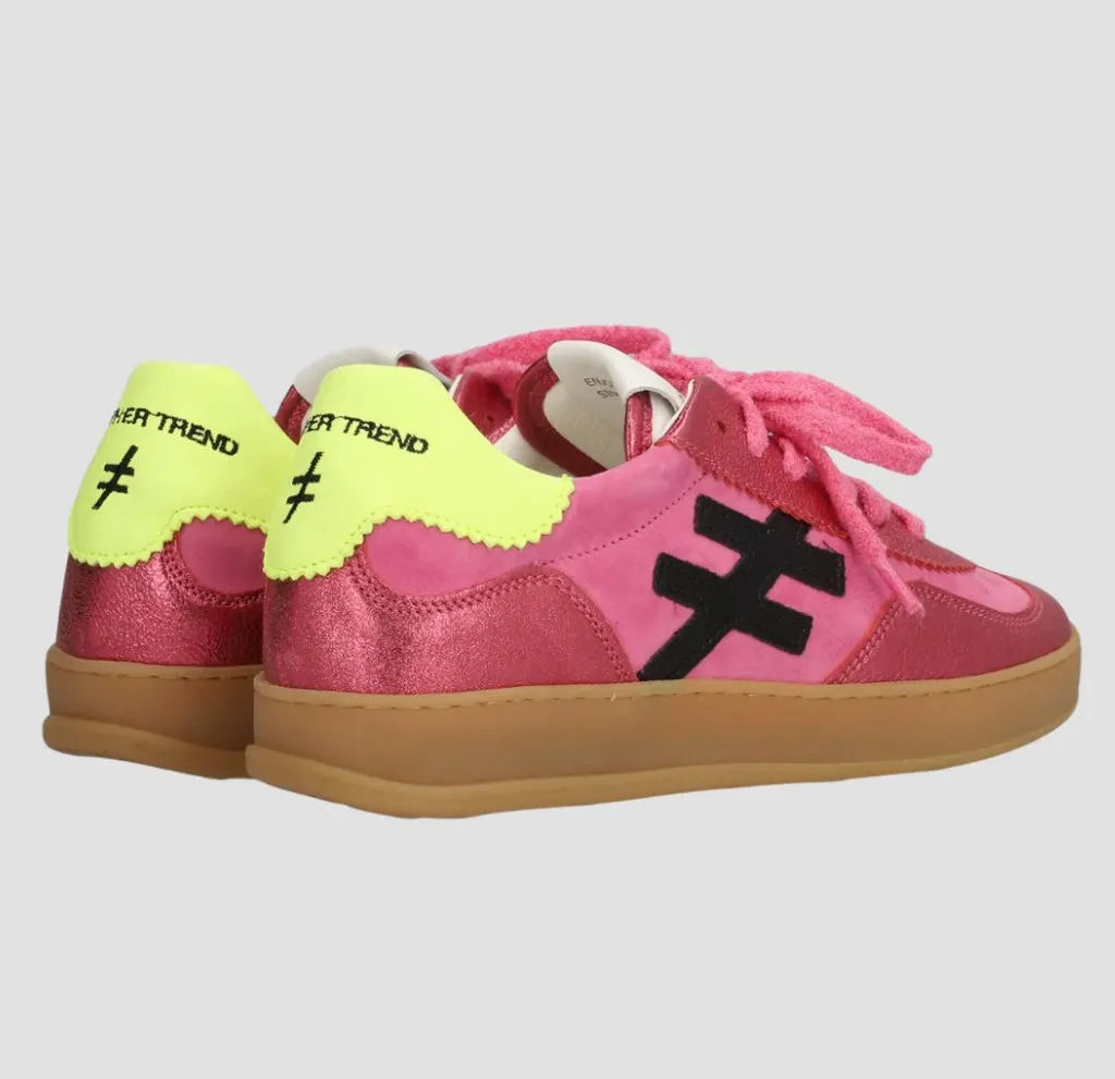 Another Trend Carmesi Pink & Pink Sparkle Trainers with Neon Heel