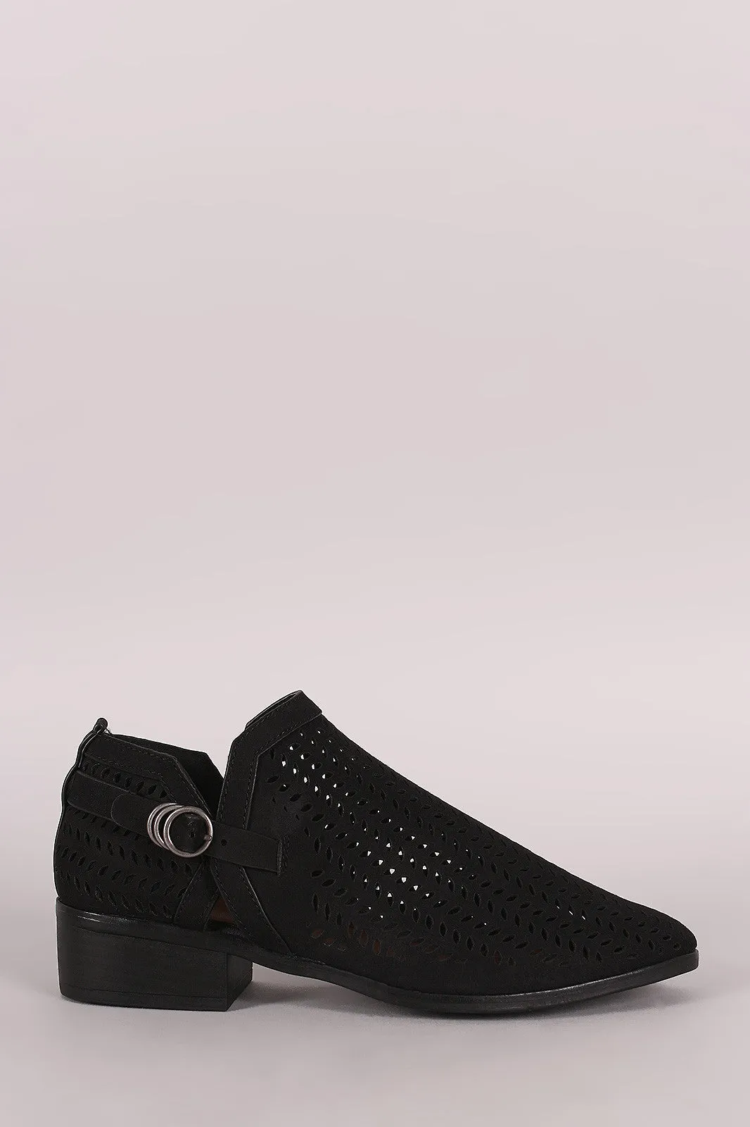 Bamboo Perforated Almond Toe Booties