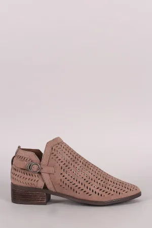 Bamboo Perforated Almond Toe Booties