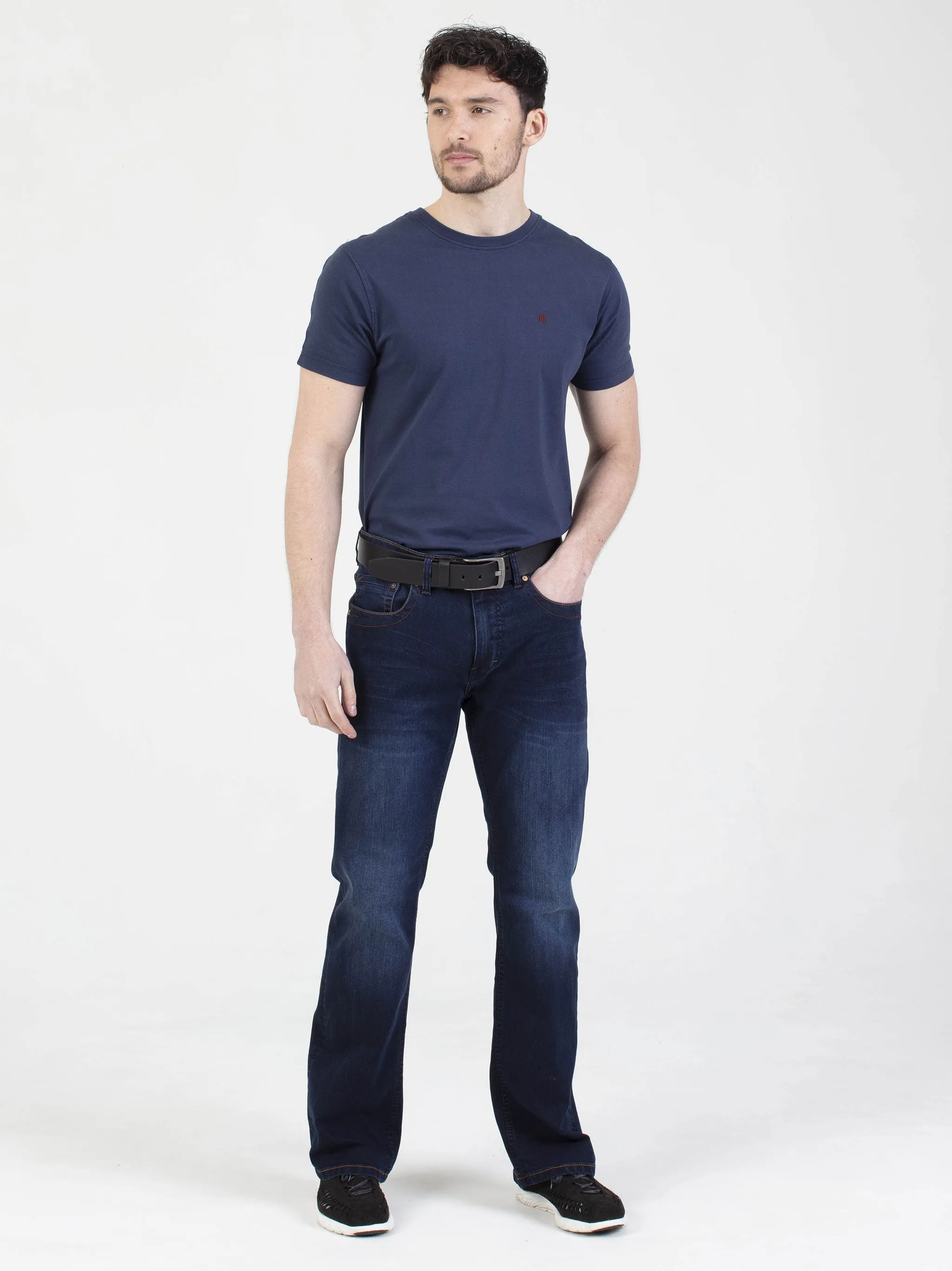 Bootcut (Flare) Fit Mid Stretch Mustang Blue Black Denim Jeans
