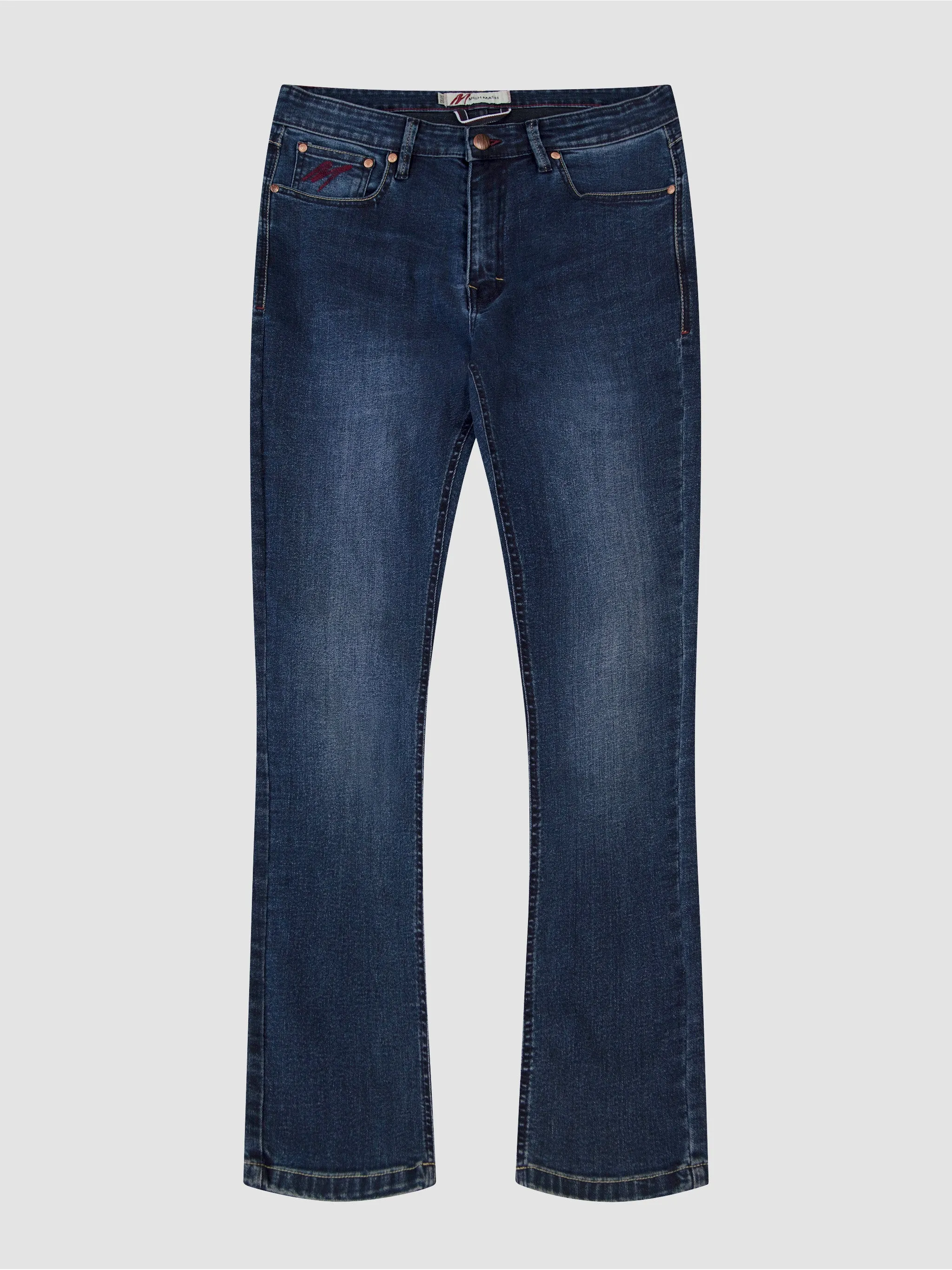Bootcut (Flare) Fit Mid Stretch Outlander Blue Black Denim Jeans