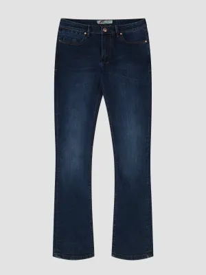 Bootcut (Flare) Fit Mid Stretch Santana Blue Black Denim Jeans