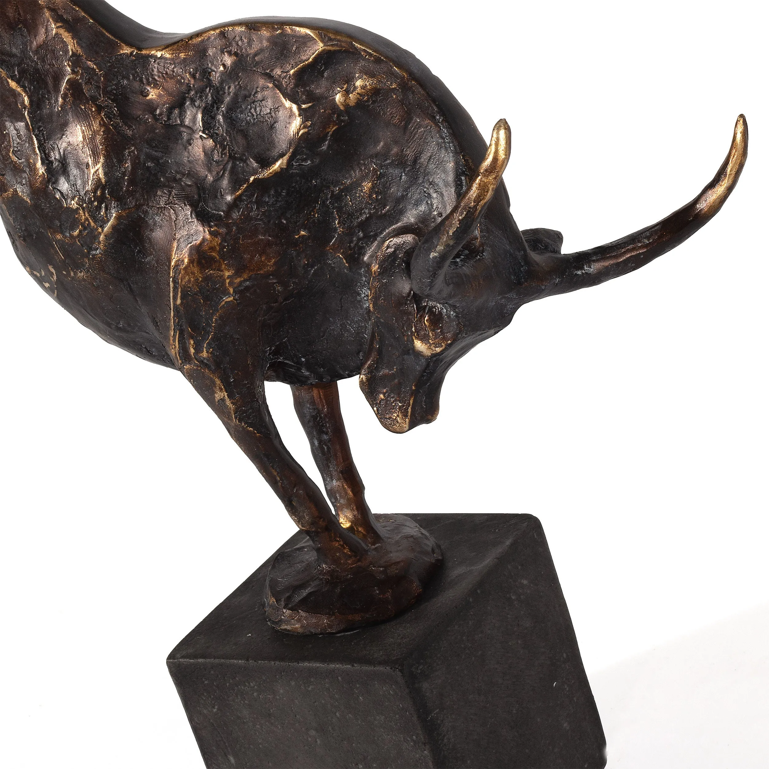 Bull performing handstand sculpture
