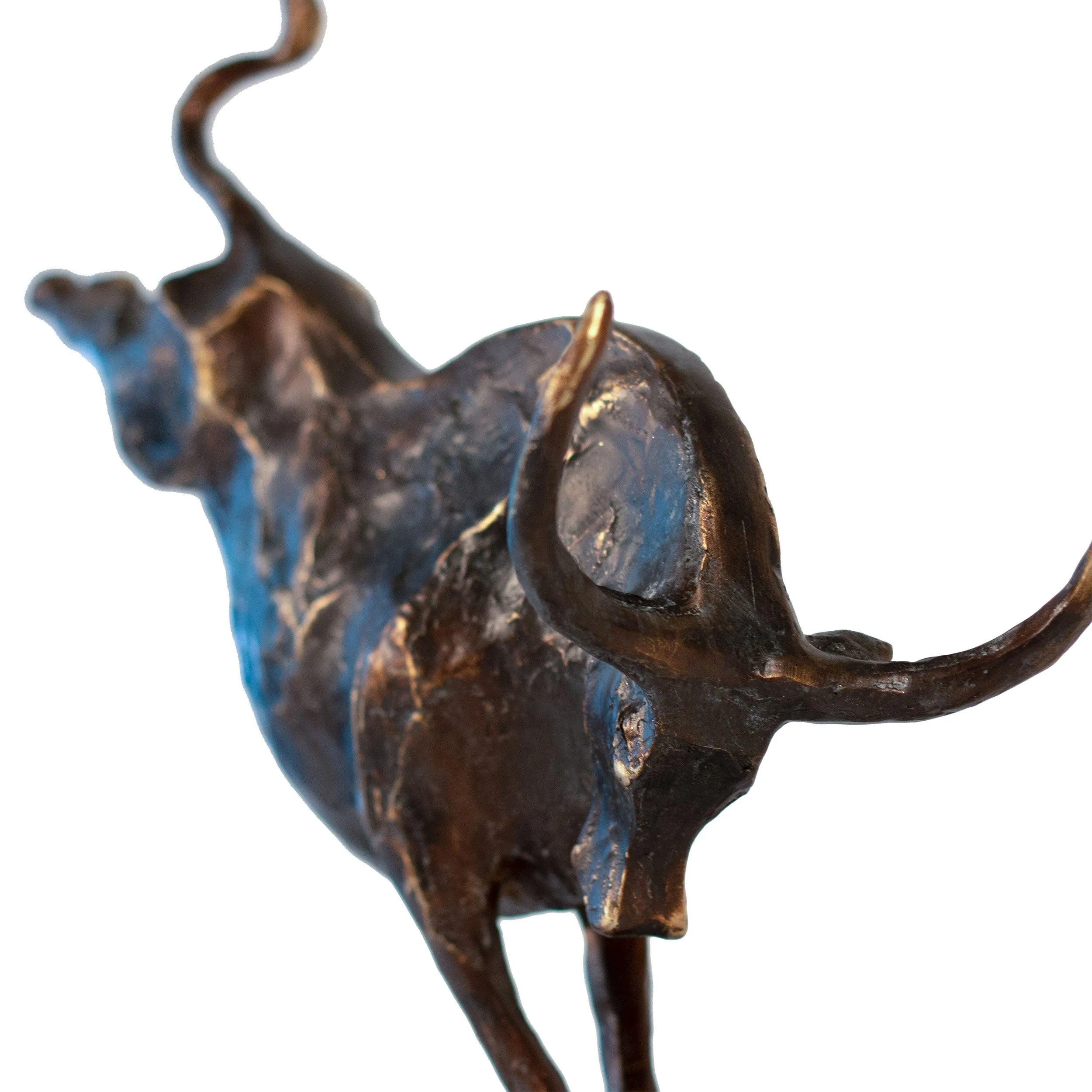 Bull performing handstand sculpture