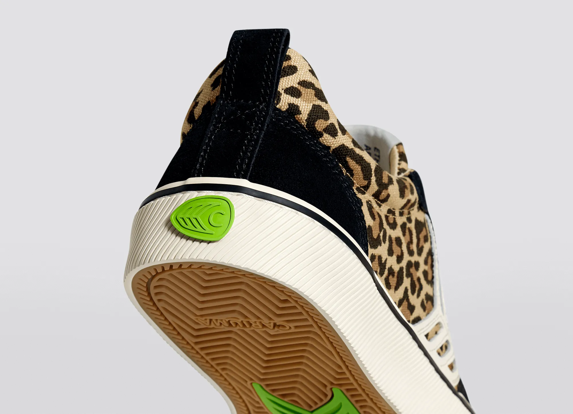 CATIBA PRO Skate Black Suede Leopard Print Canvas Ivory Logo Sneaker Women