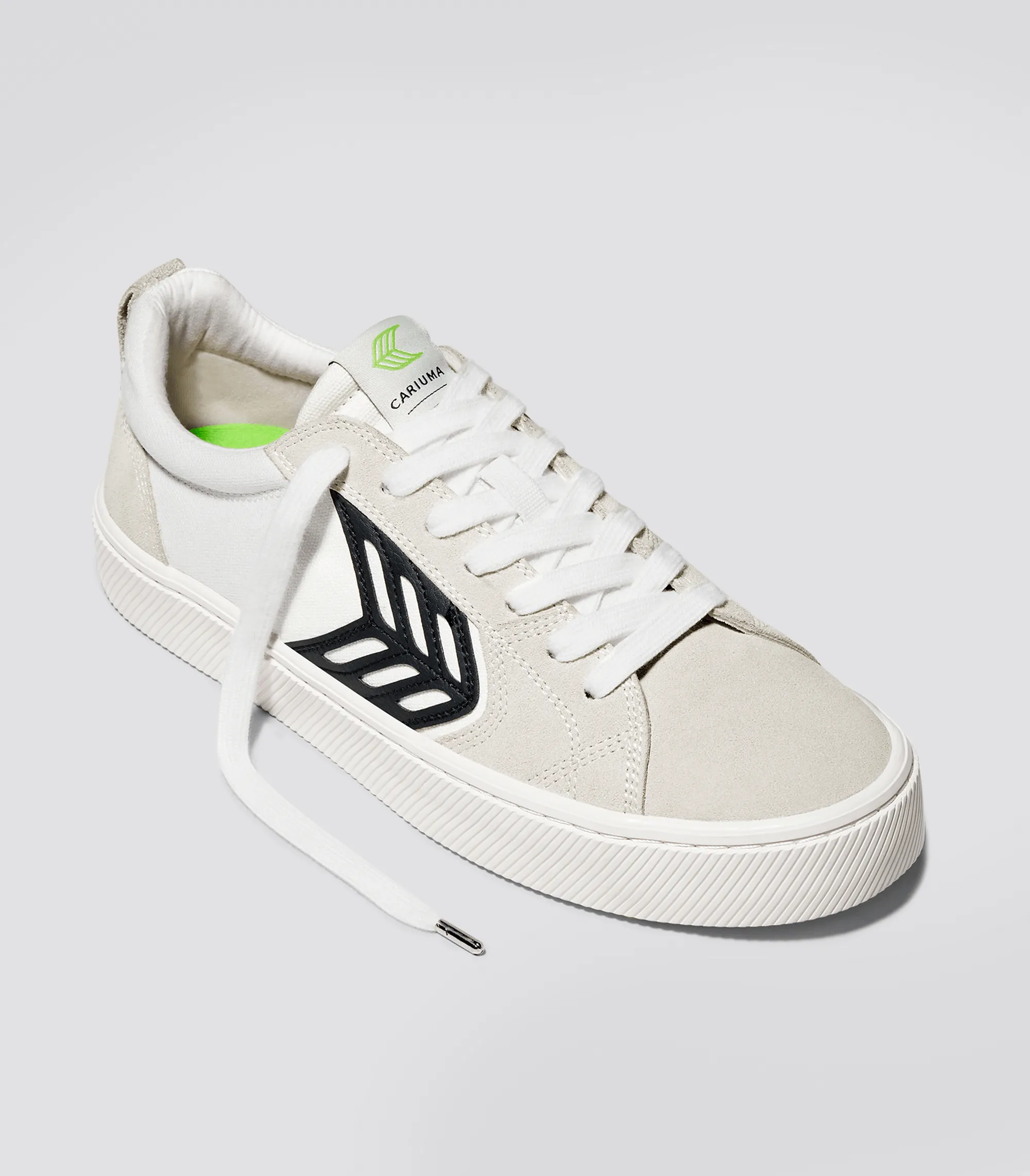 CATIBA PRO Skate Off-White Canvas Vintage White Suede Black Logo Sneaker Women