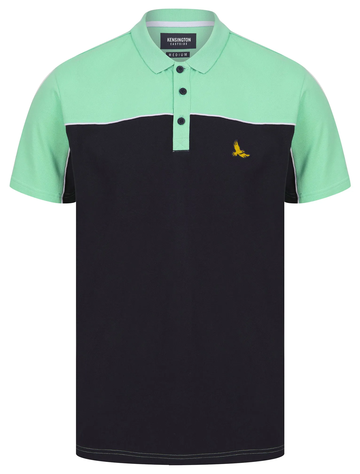 Chads Colour Block Pique Polo Shirt in Dusty Jade Green - Kensington Eastside