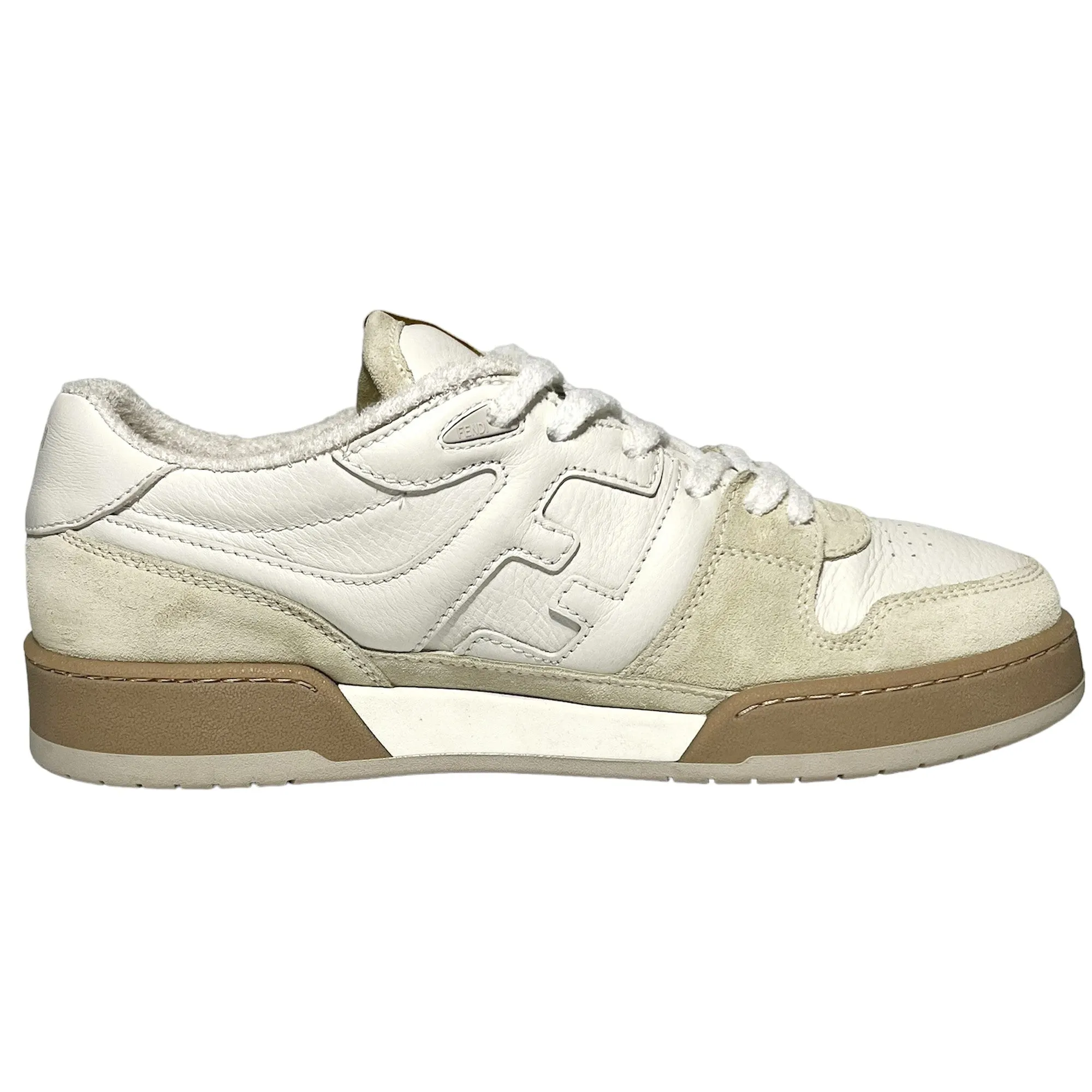 FENDI White/Beige Match Trainers Size 9 UK LHQ73