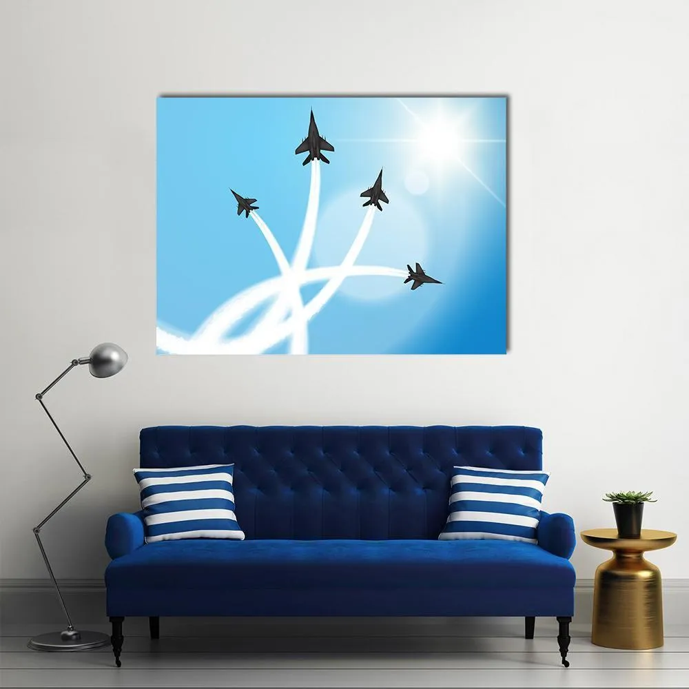 Fighter Jets Performing Acrobatics Canvas Wall Art
