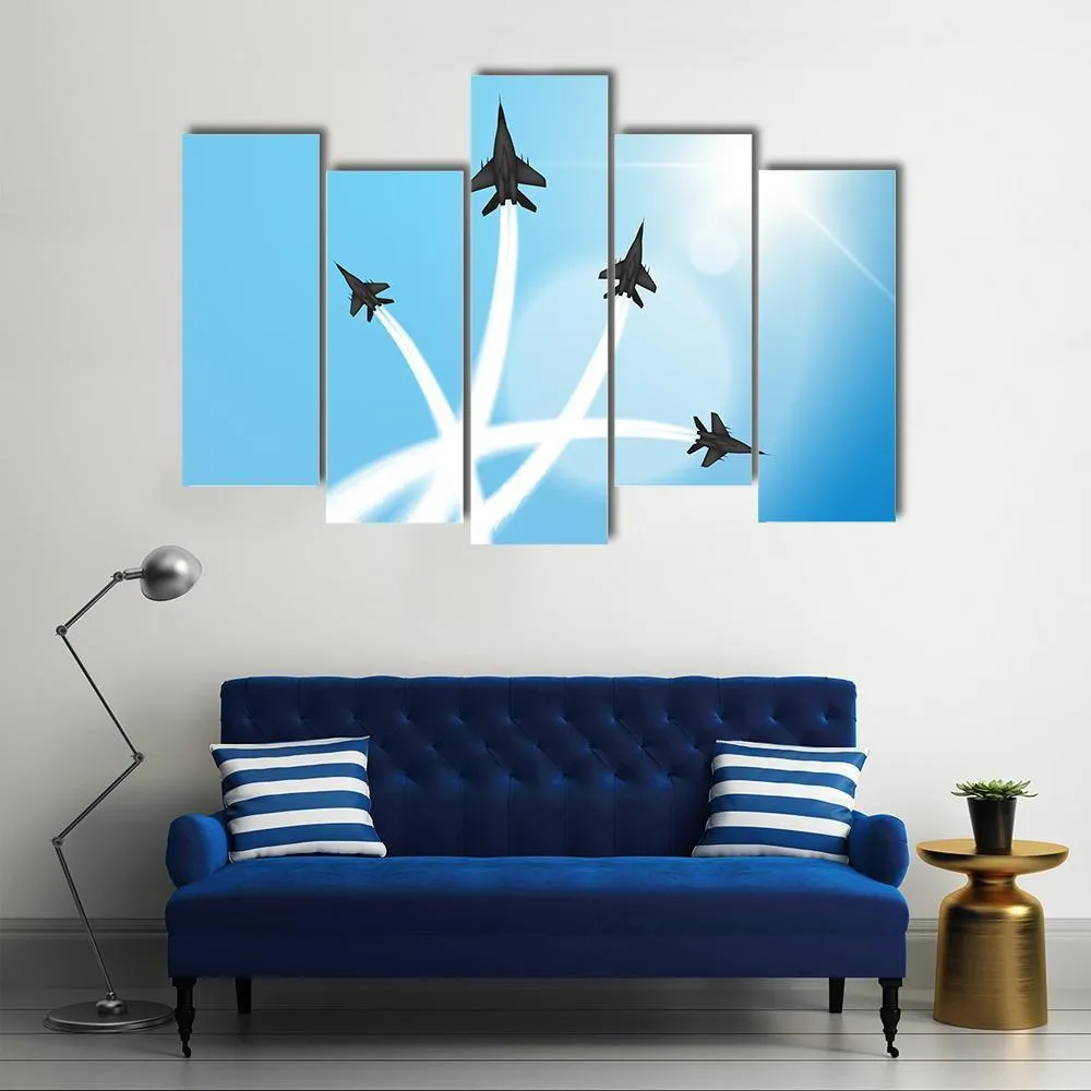 Fighter Jets Performing Acrobatics Canvas Wall Art