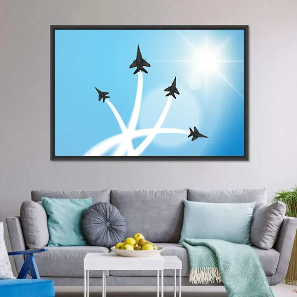 Fighter Jets Performing Acrobatics Canvas Wall Art