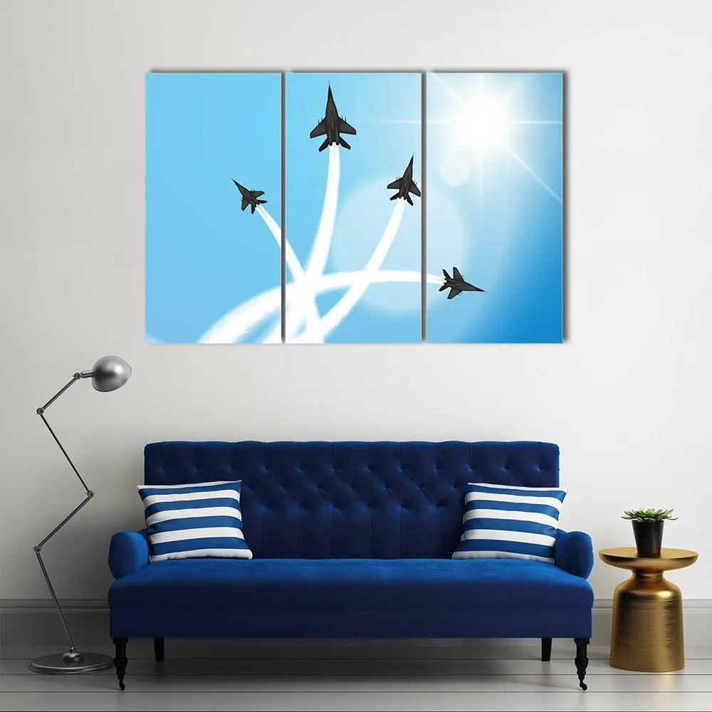 Fighter Jets Performing Acrobatics Canvas Wall Art