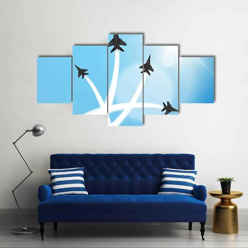 Fighter Jets Performing Acrobatics Canvas Wall Art