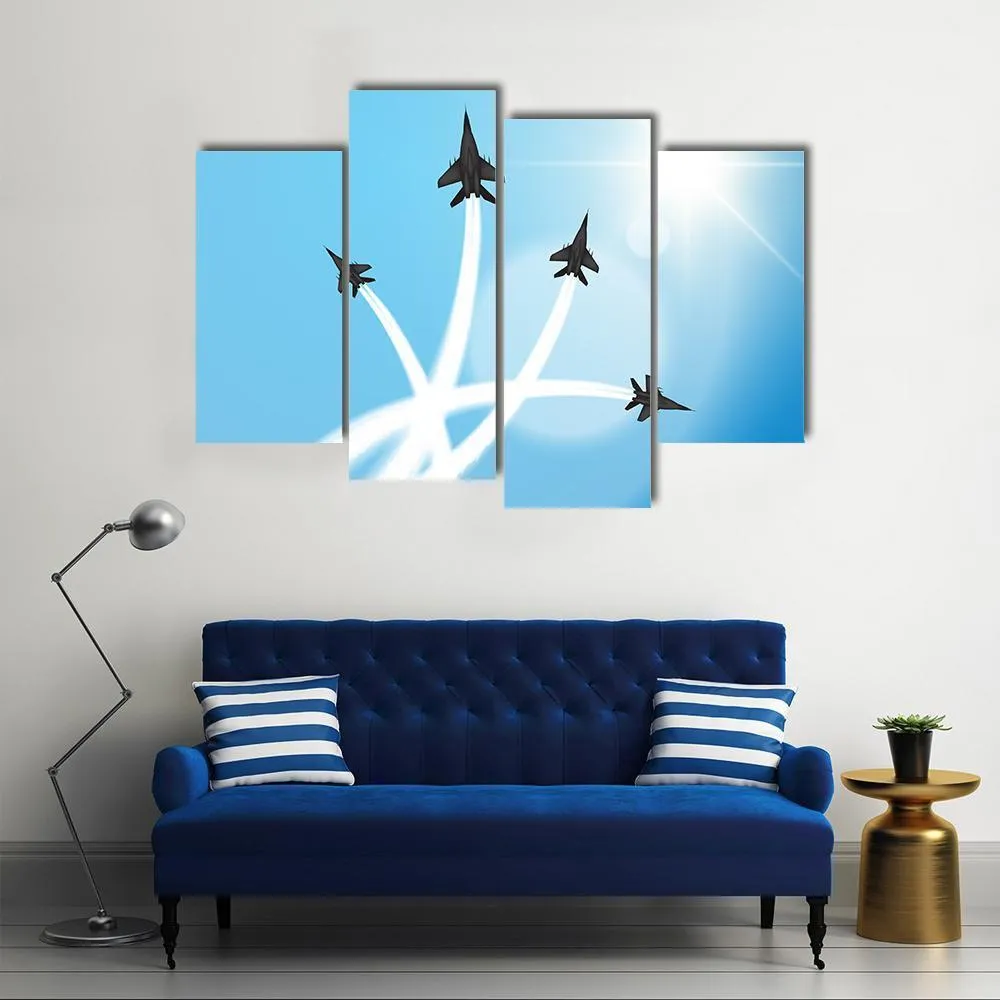 Fighter Jets Performing Acrobatics Canvas Wall Art