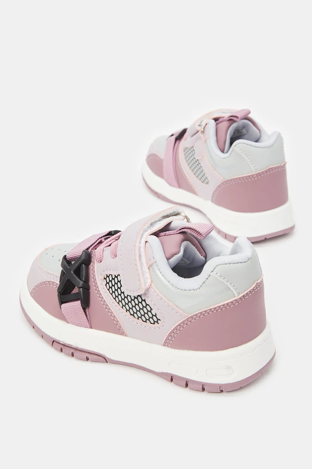 Girls Purple Velcro And Lace Up Sneaker