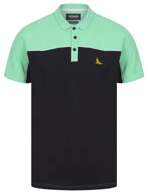 Gladstone Colour Block Pique Polo Shirt in Dusty Jade Green - Kensington Eastside