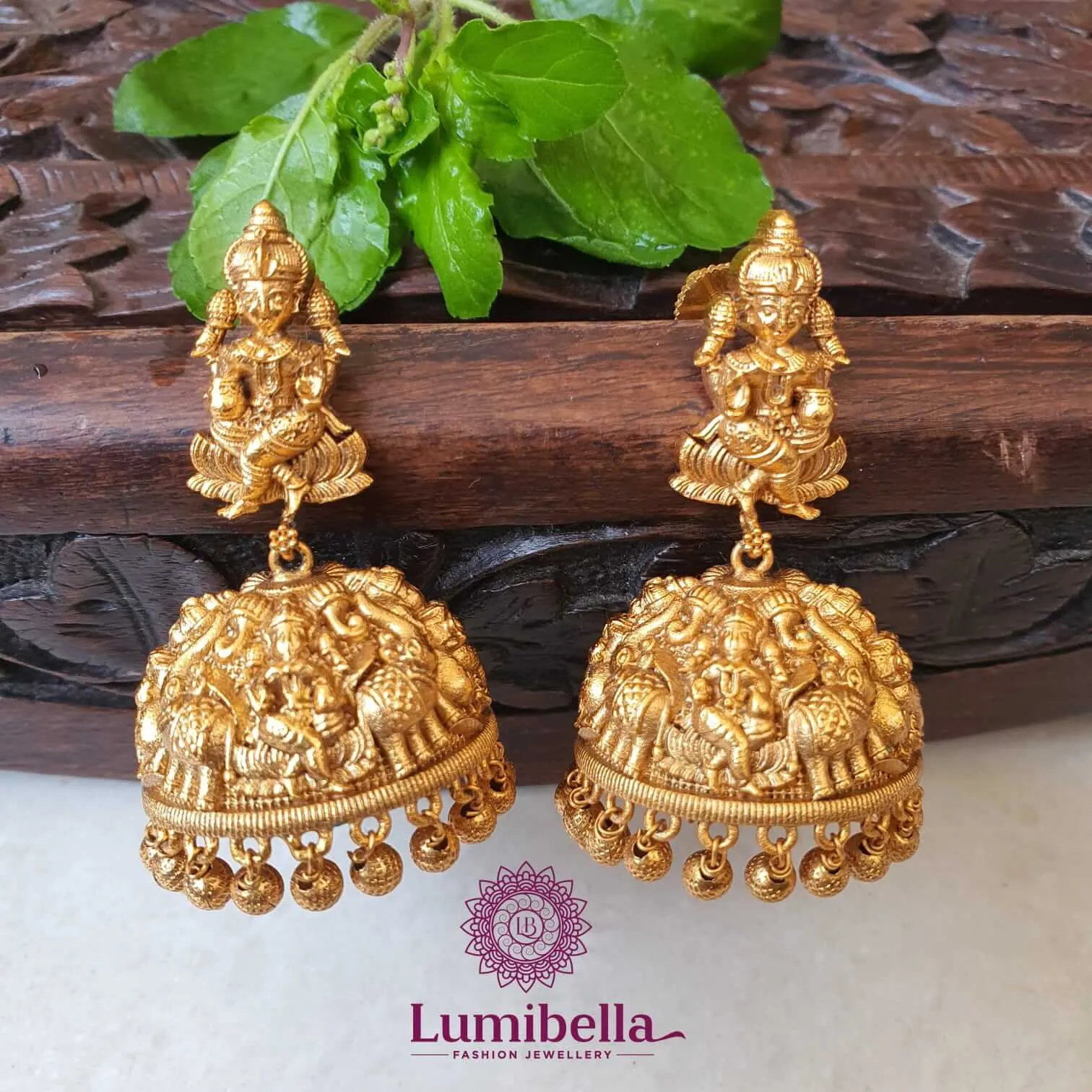Gold Antique Jhumkas