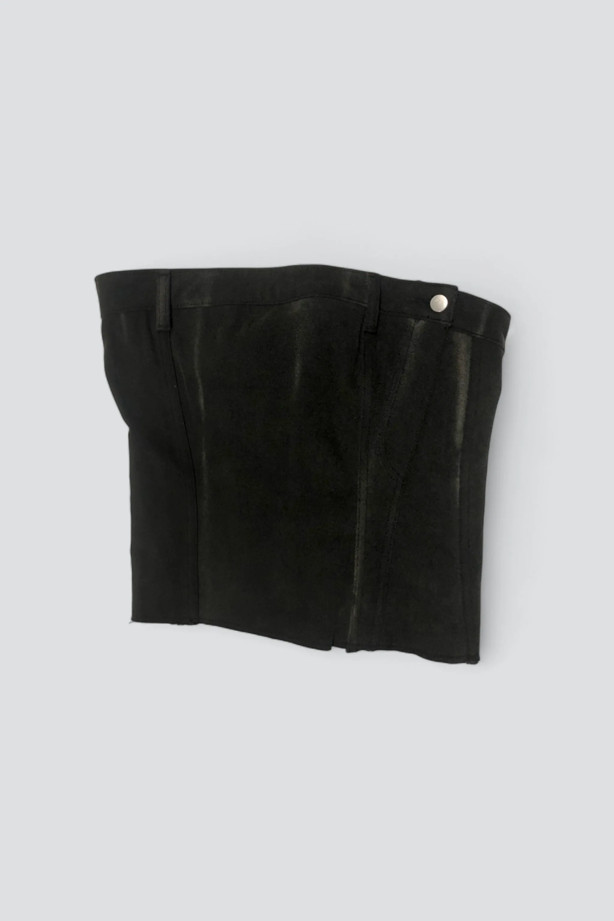 Grey Black Wash Denim Bandeau Top