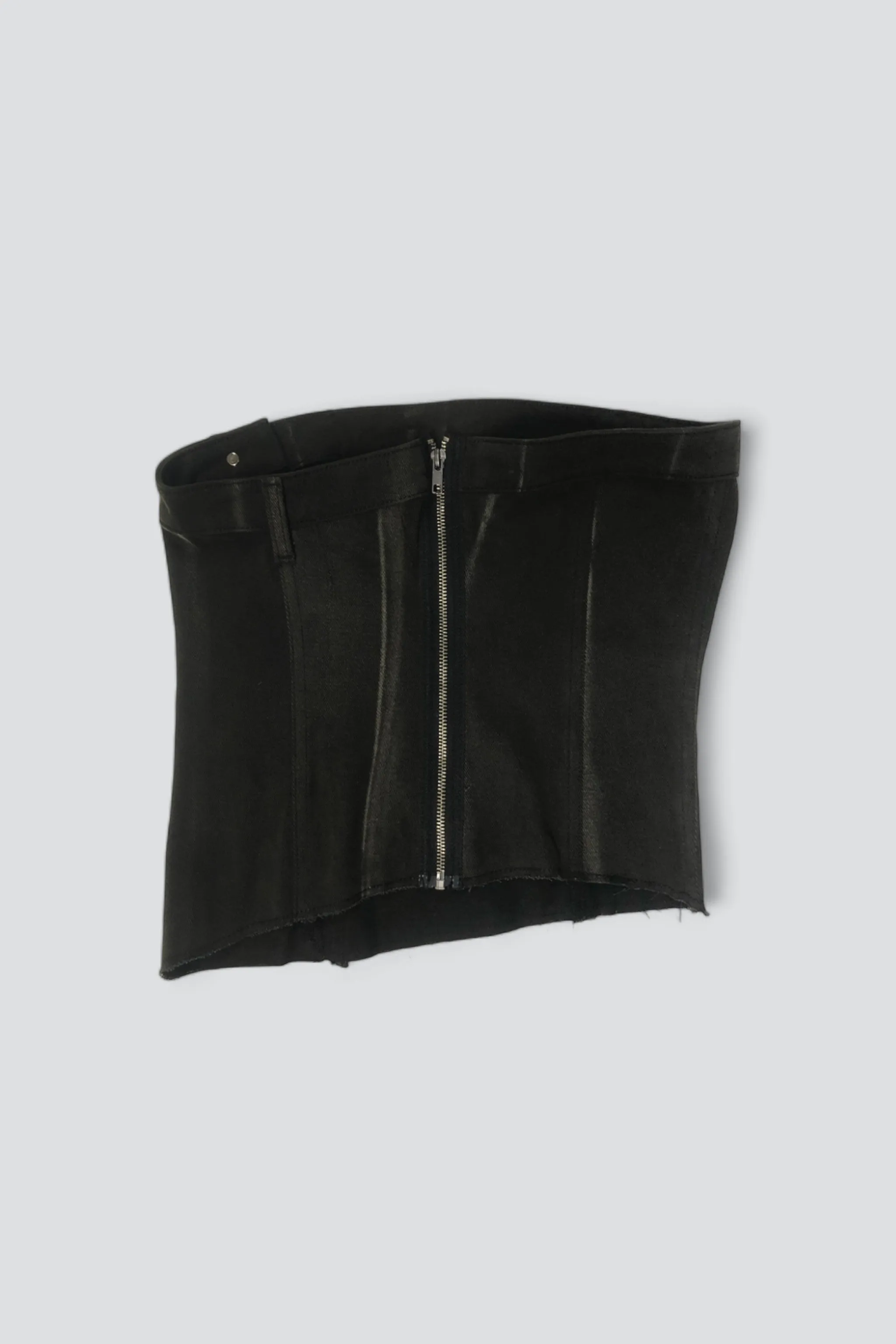 Grey Black Wash Denim Bandeau Top