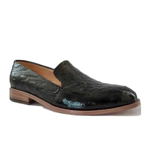 Kara Zini Handmade Ostrich Leather Women's Black Loafers