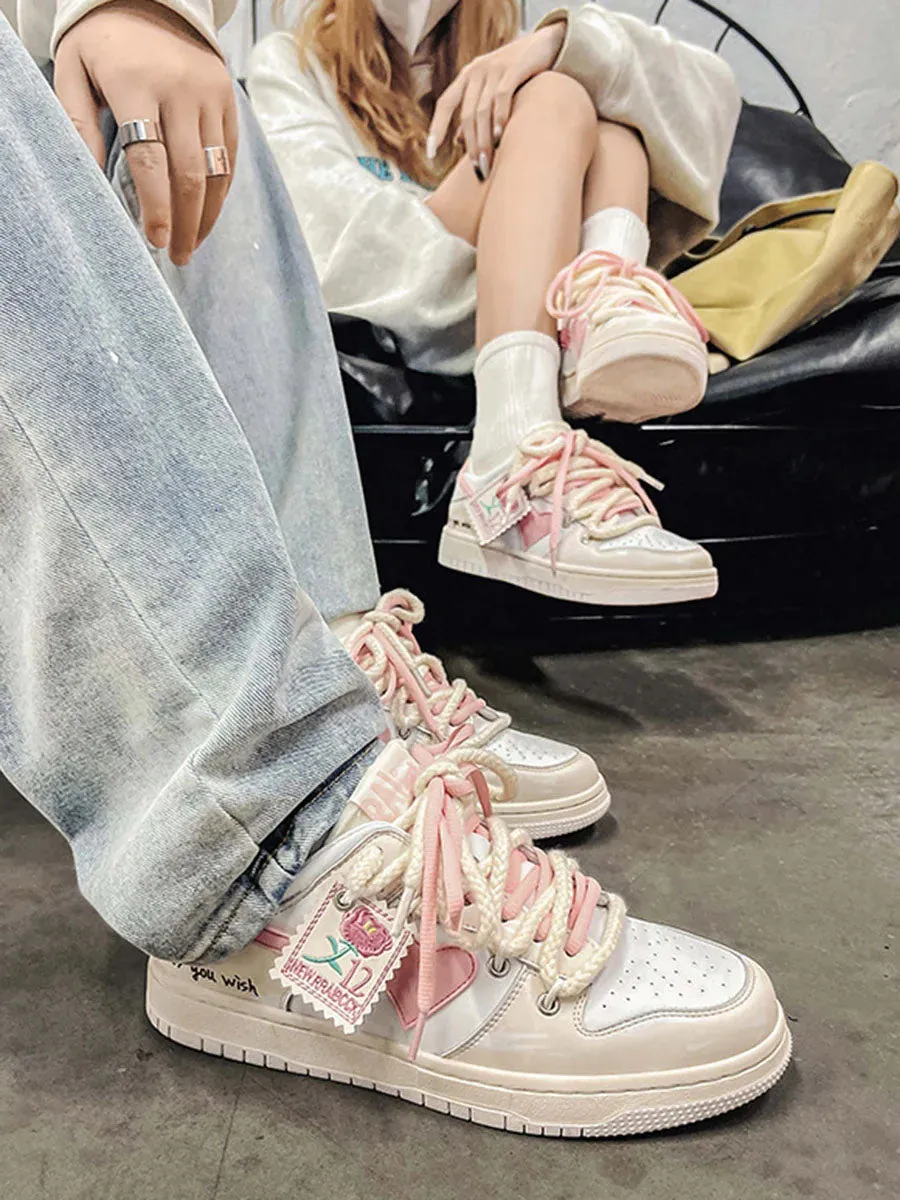 Kicksteria - Versatile Rose Stamp Print Board Casual Shoes