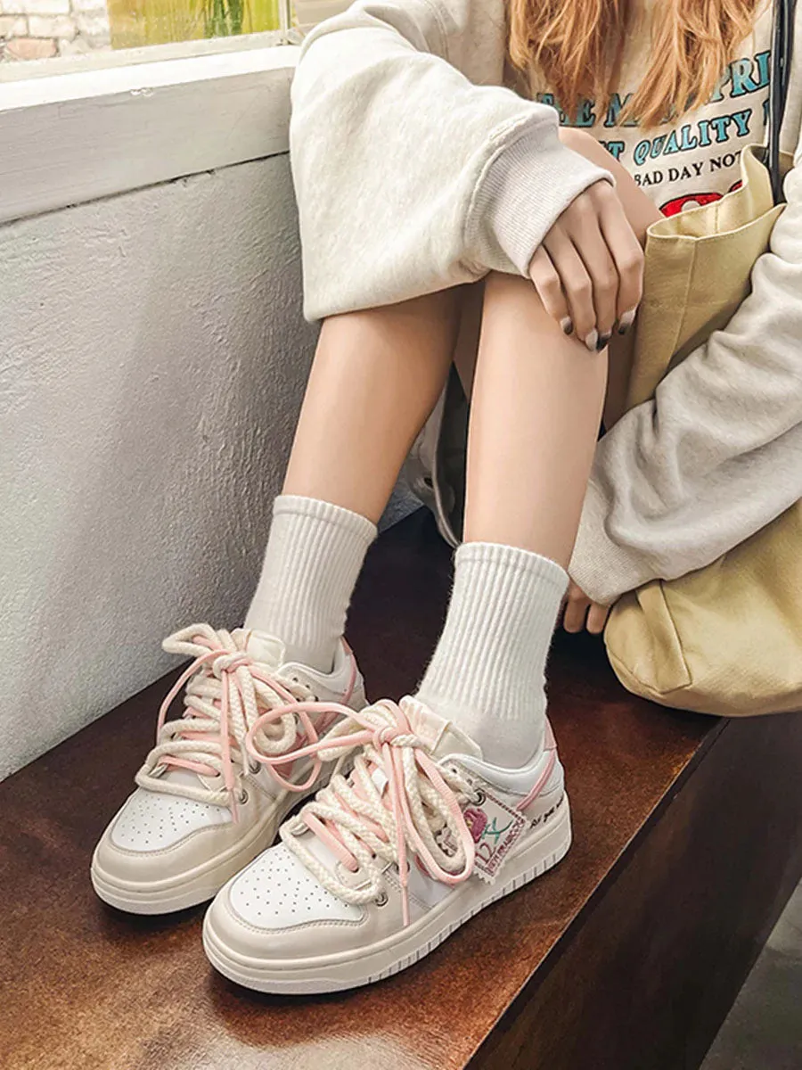 Kicksteria - Versatile Rose Stamp Print Board Casual Shoes