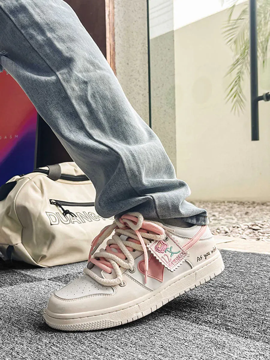 Kicksteria - Versatile Rose Stamp Print Board Casual Shoes