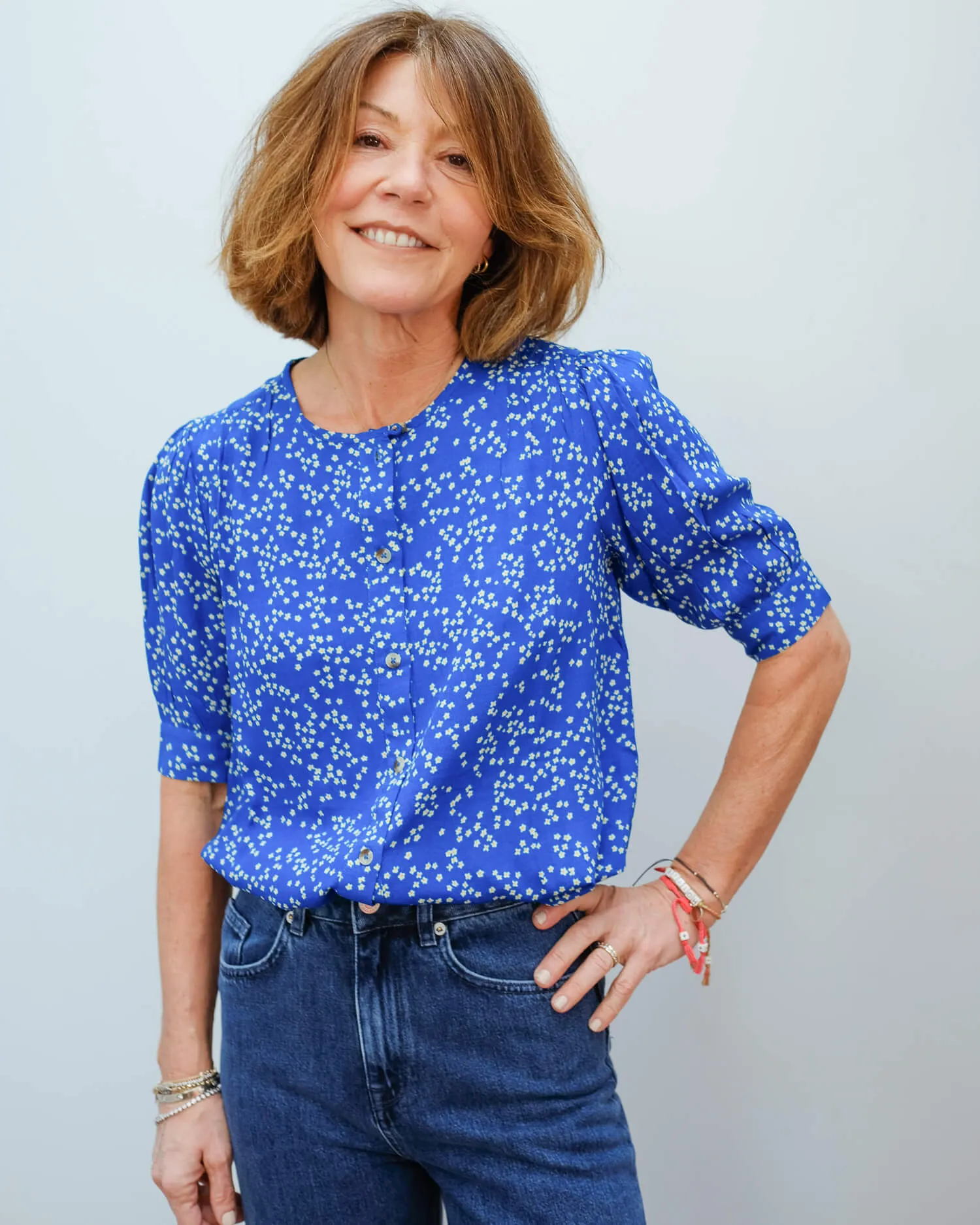 L&H Corgi top in daisy blue