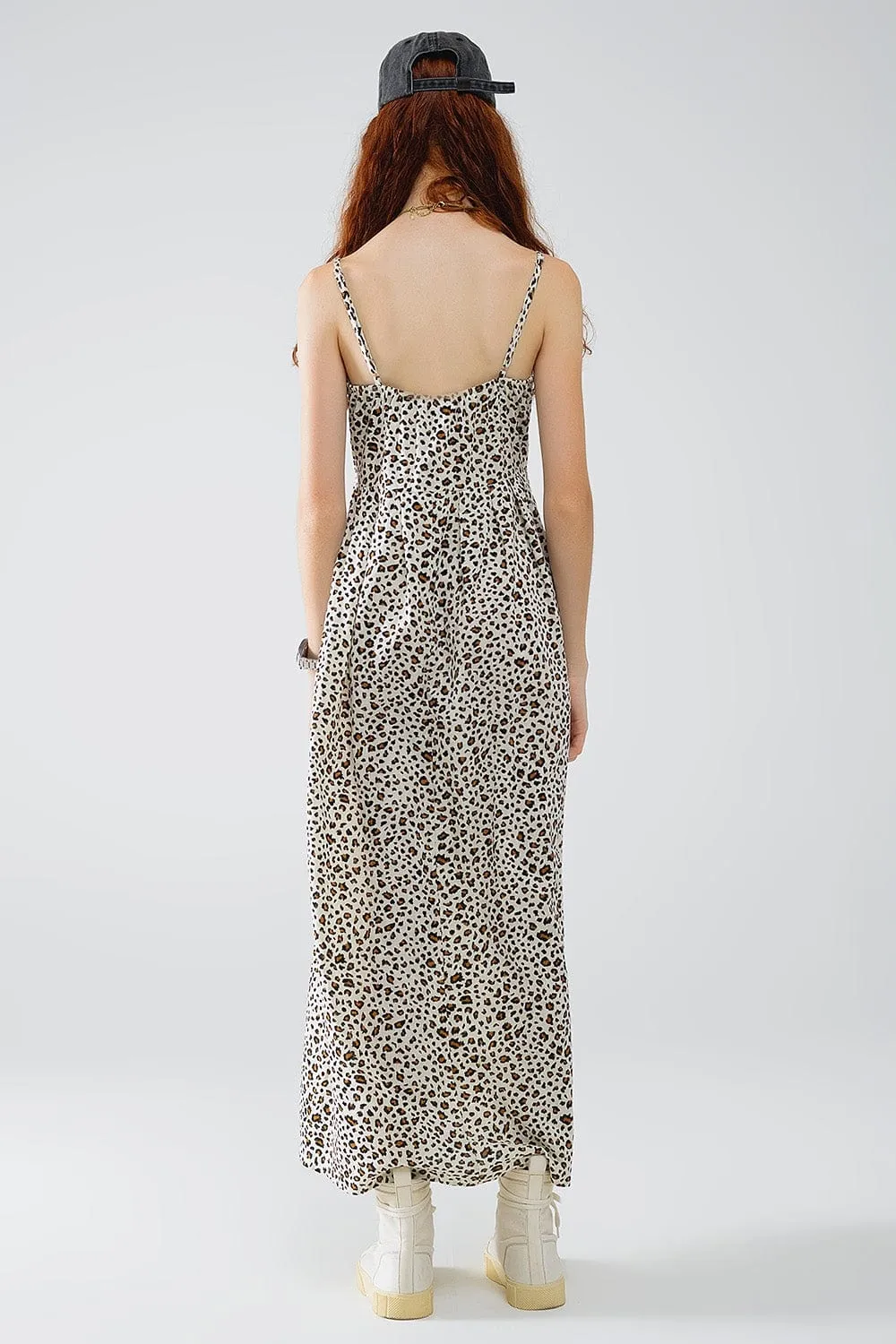 Leopard Print Maxi Dress With Knot Detail