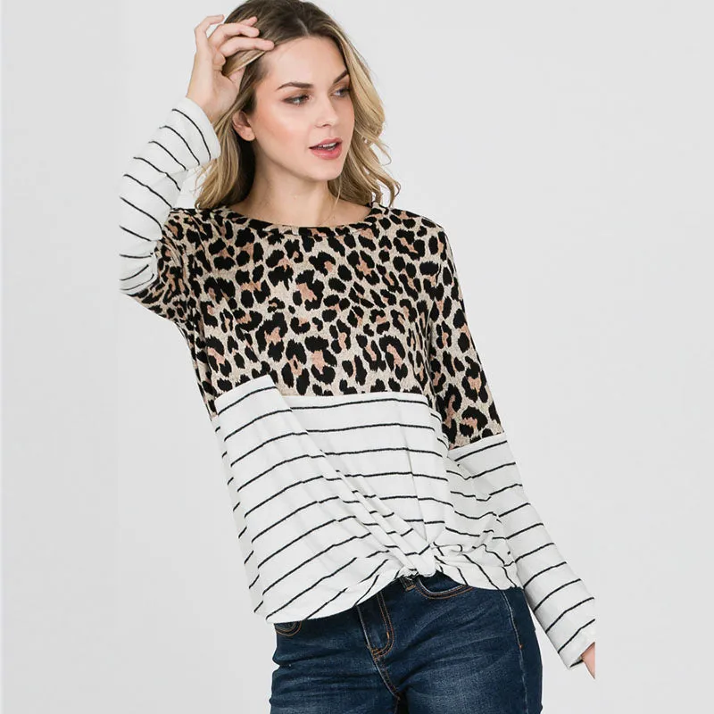 Leopard Stripe Long Sleeve Top