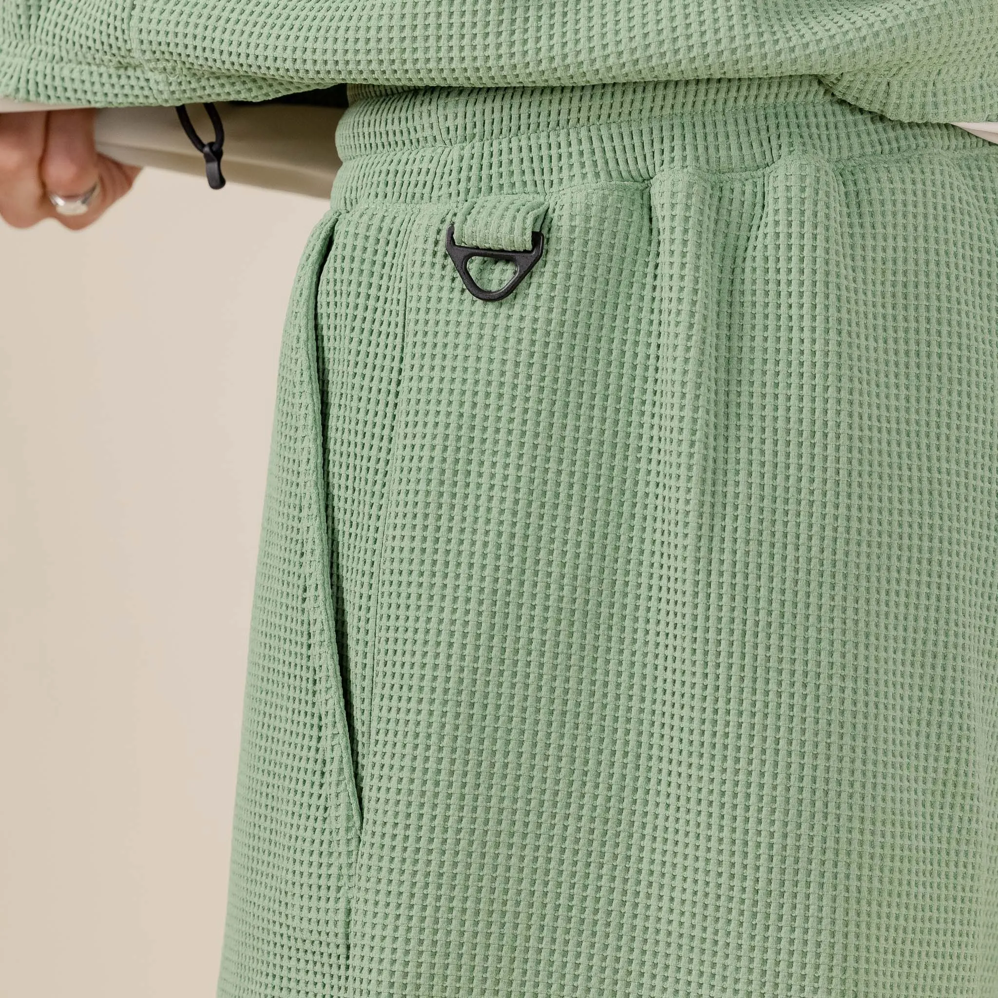 Meanswhile x This Thing Of Ours - SOLOTEX® Waffle Shorts - Sage & Cream