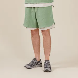Meanswhile x This Thing Of Ours - SOLOTEX® Waffle Shorts - Sage & Cream