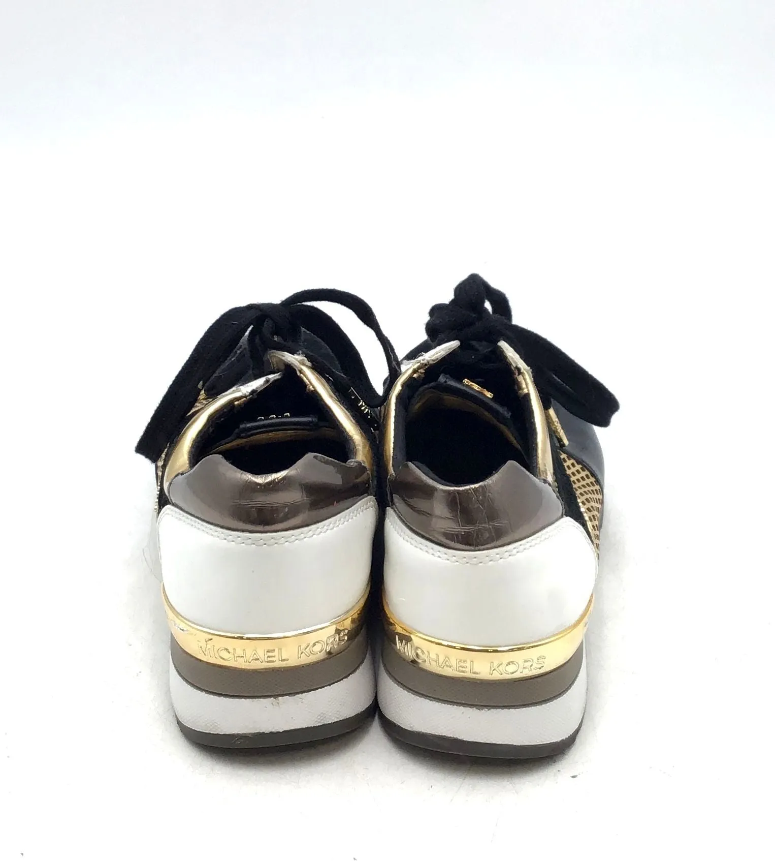 Michael Kors Women's Black Gold Leather Lace-Up Athletic Shoes - Size 8.5 M