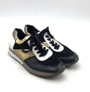 Michael Kors Women's Black Gold Leather Lace-Up Athletic Shoes - Size 8.5 M