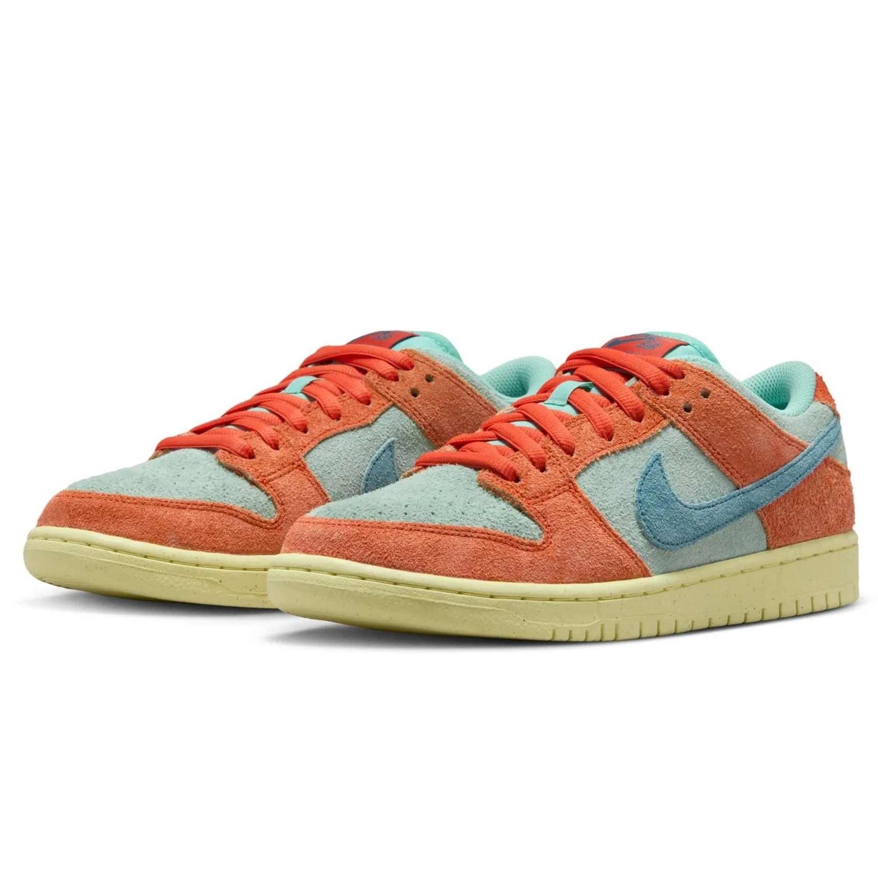 Nike SB Dunk Low Pro Premium Skateboard Shoe - Orange/Noise Aqua-Emerald Rise-Orange
