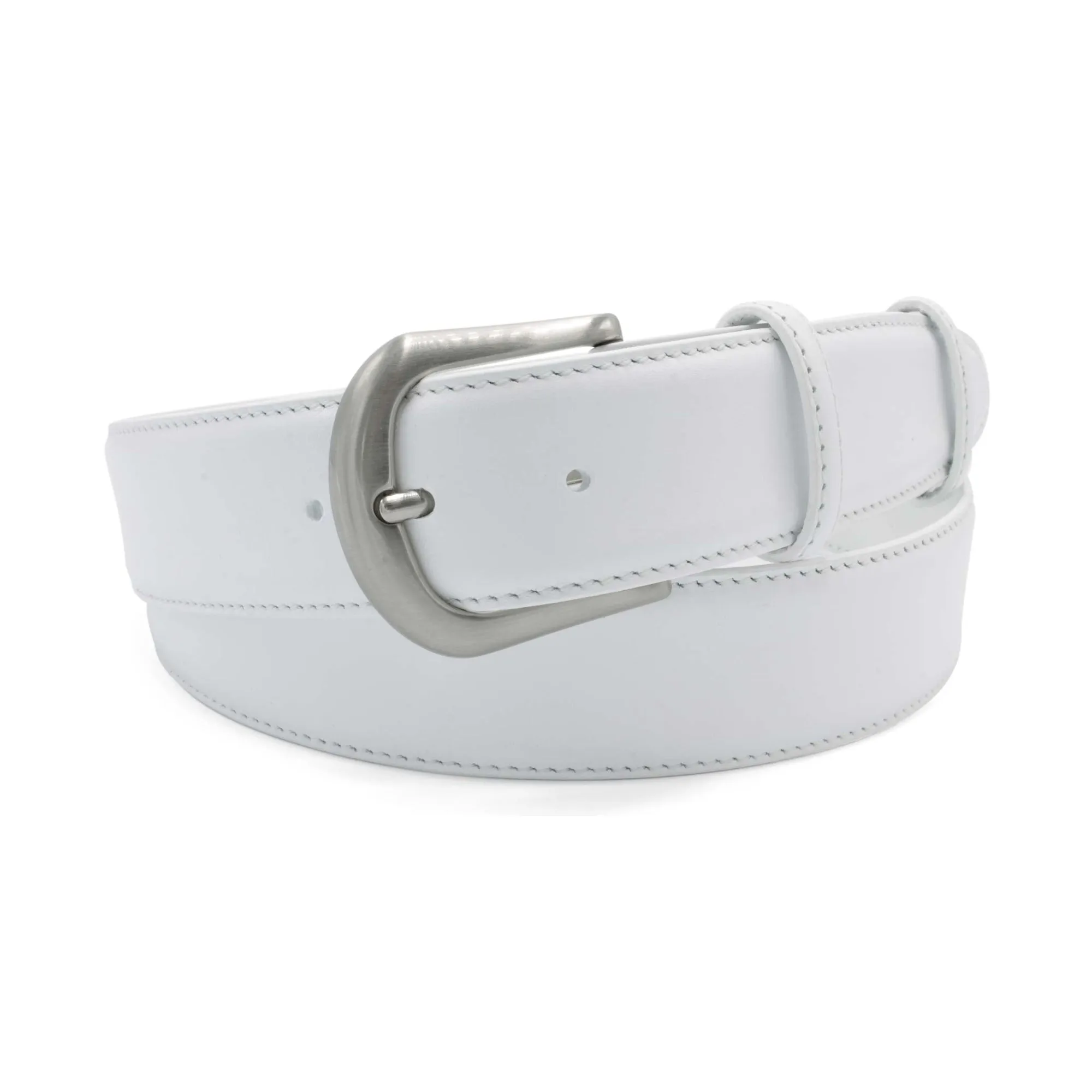 Optic White Napa Leather Belt