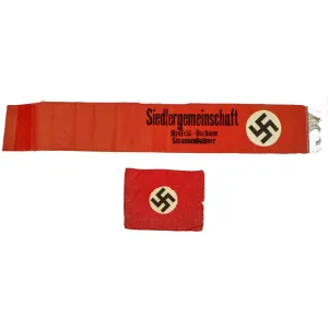 Original German WWII USGI Bring Back Partial Fringed Funeral Sash and Small NSDAP Party Flag