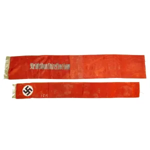 Original German WWII USGI Bring Back Set of Two Partial Funeral Sashes with Fringes & Markings