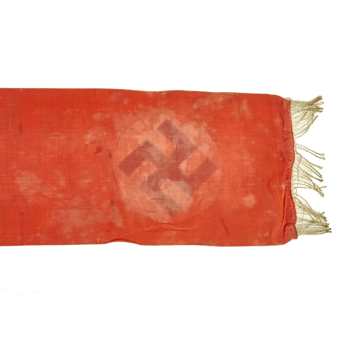 Original German WWII USGI Bring Back Set of Two Partial Funeral Sashes with Fringes & Markings