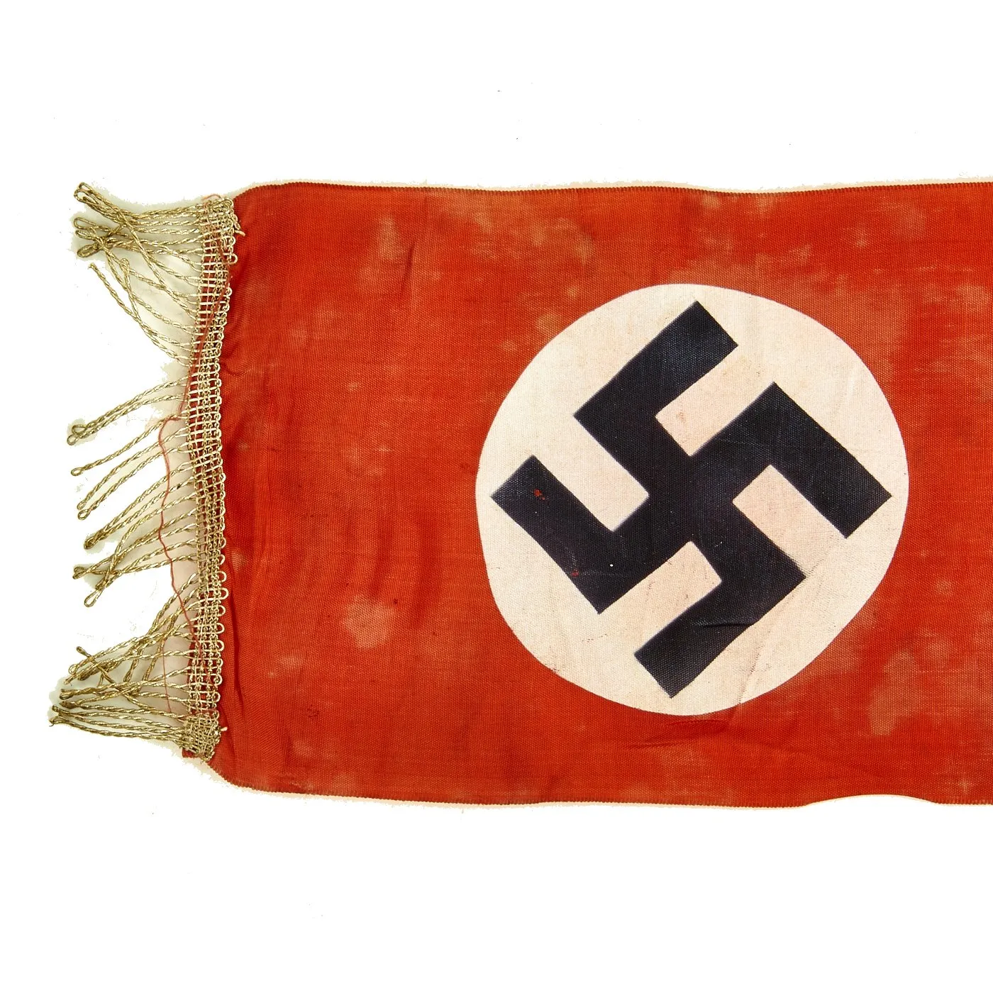 Original German WWII USGI Bring Back Set of Two Partial Funeral Sashes with Fringes & Markings