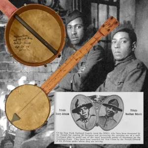 Original U.S. WWI Harlem Hellfighters 369th Infantry Regiment Named Banjo Played by Needham Roberts in Séchault, France - 2nd American to Ever Receive the Croix de Guerre