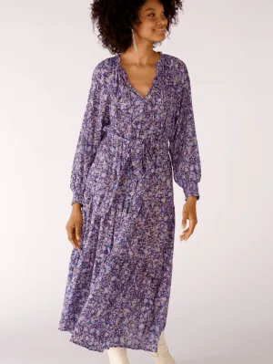 Oui T Purple Floral Maxi Dress 77950 444