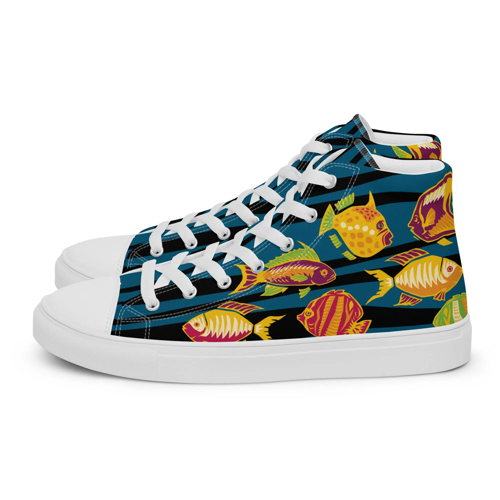 Primitive  Fish - Men's High Top Canvas Shoes