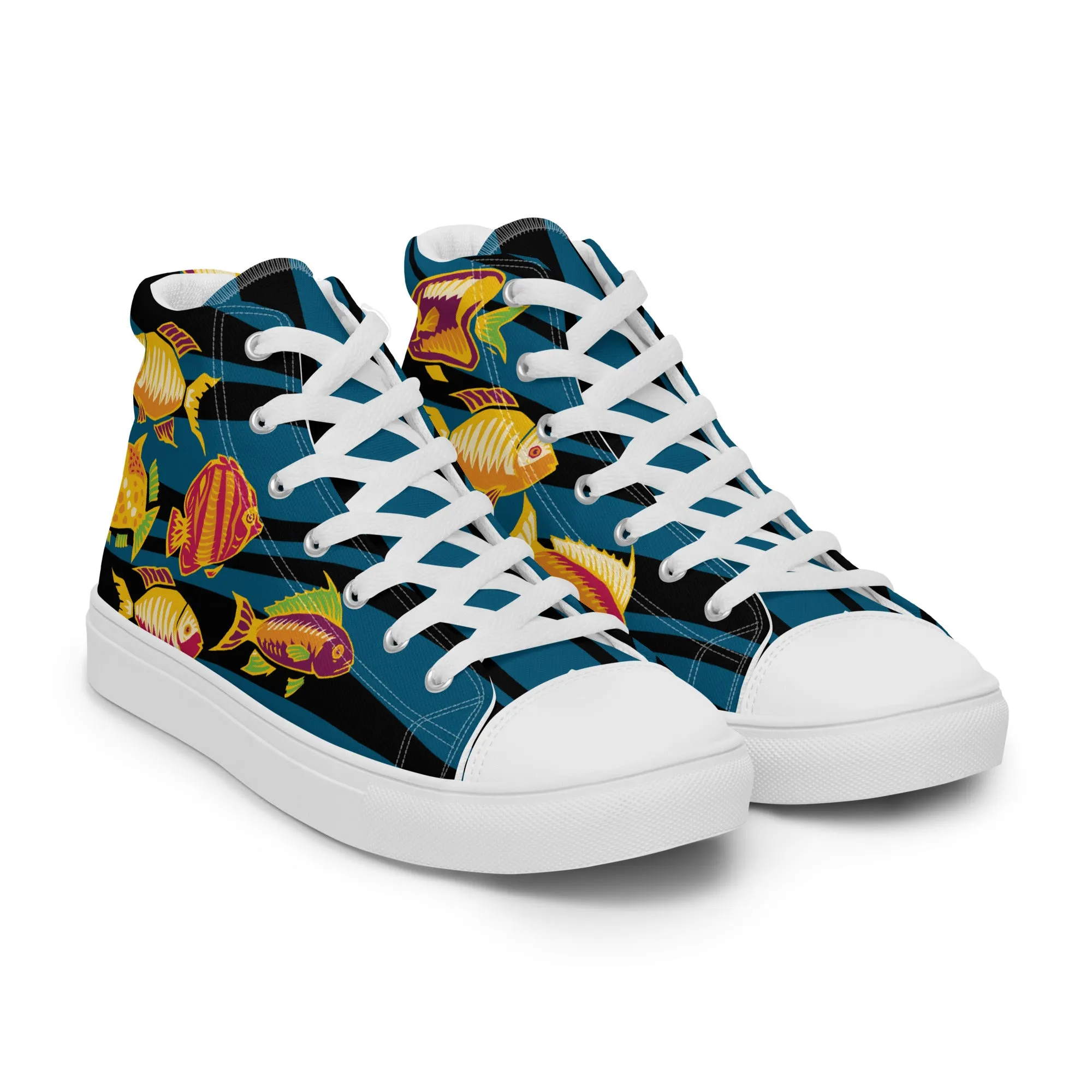Primitive  Fish - Men's High Top Canvas Shoes